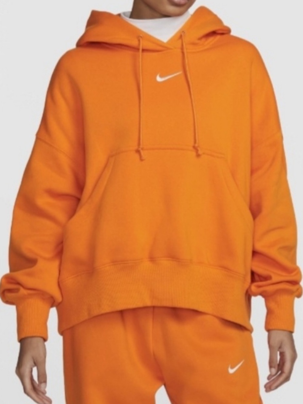 Nike Women’s Orange Oversized Fleece Hoodie Size Medium